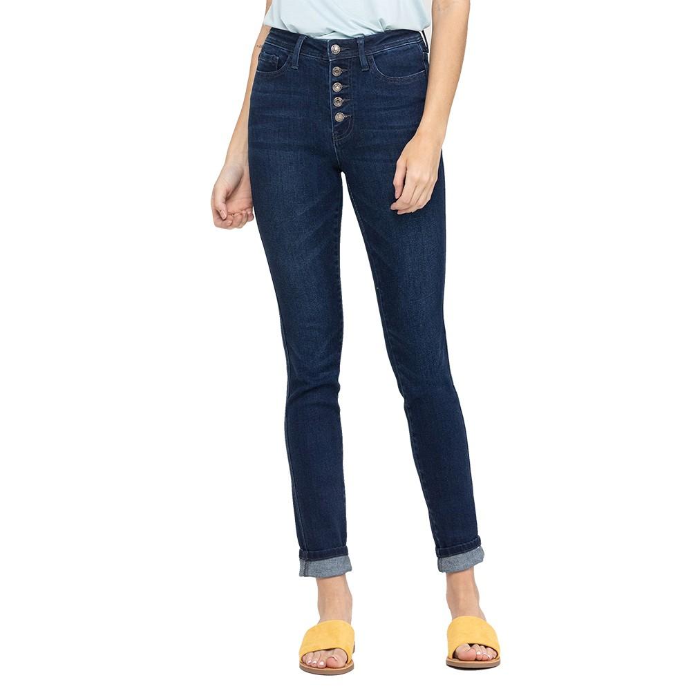 Button Fly Womens Ankle Skinny Jeans By Vervet